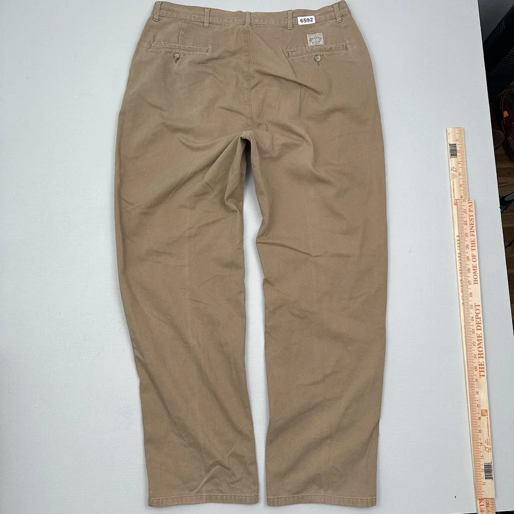 VTG Polo Ralph Lauren Pleated Chino Pants Mens 36 FIT 34x32 Khaki Beige Relaxed